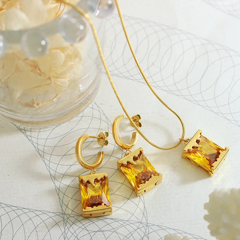 Square Crystal Drop Earrings
