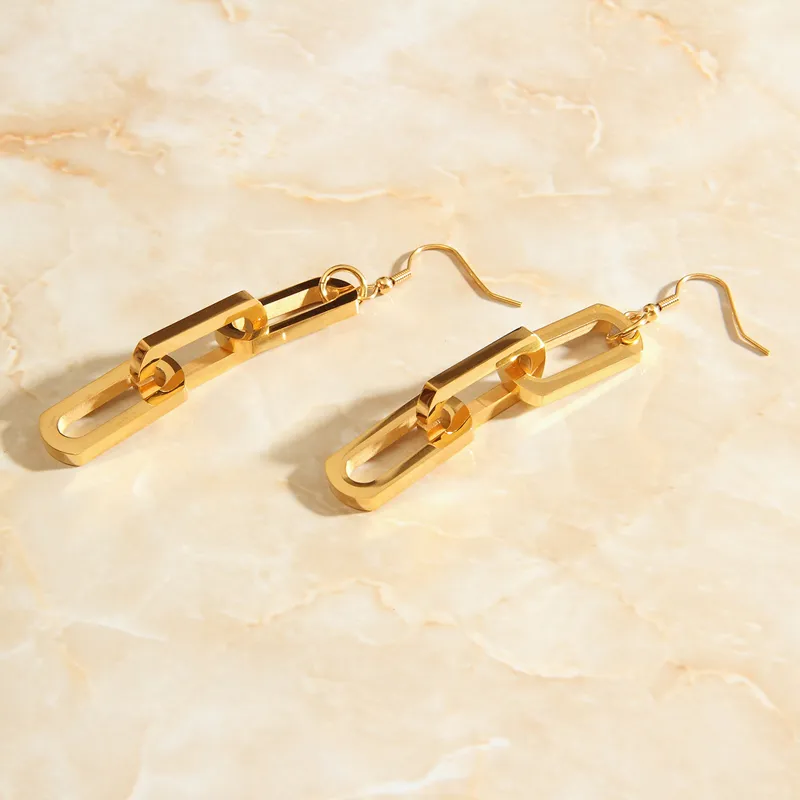 Gold Link Drop Earrings