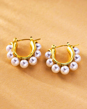 Multi Pearl U-Shape Earrings