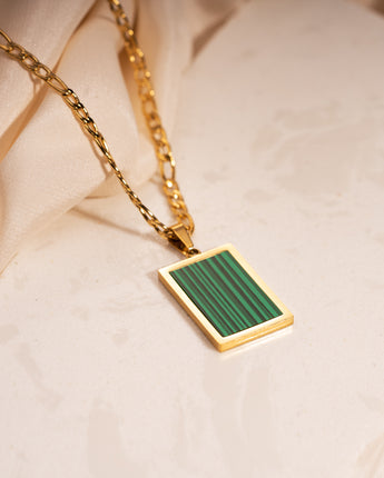 Lined Green Pendant Necklace