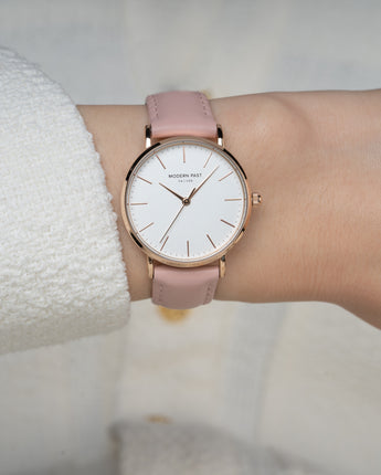 Lola Pink Leather Rose Gold / White